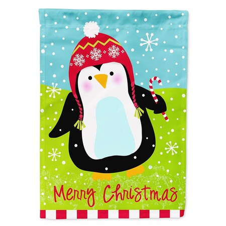 Carolines Treasures Merry Christmas Happy Penguin Flag Canvas House Size VHA3015CHF